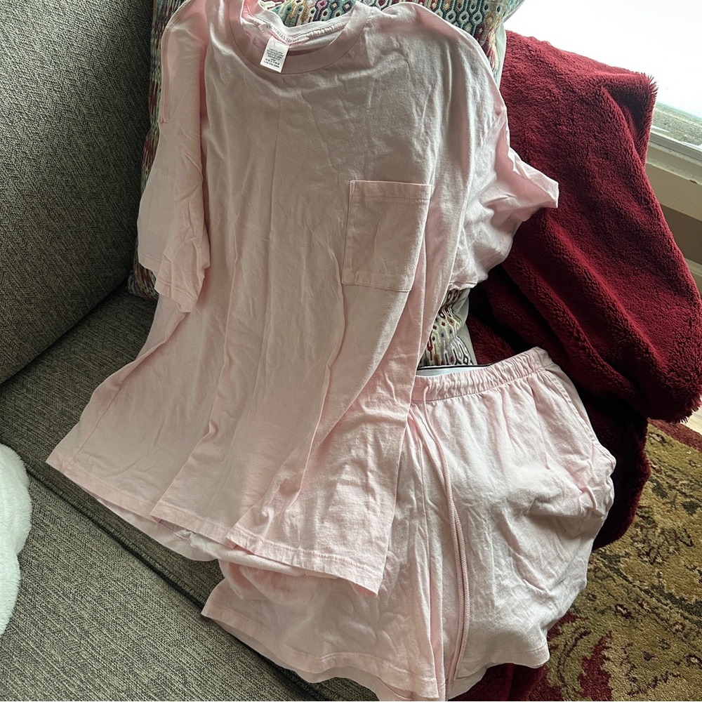 VICTORY SECRET cotton short sleeves top + shorts lounge pajamas set large